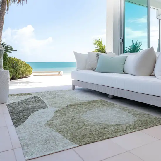 Taupe Brown And Beige Abstract Washable Indoor Outdoor Area Rug Photo 9