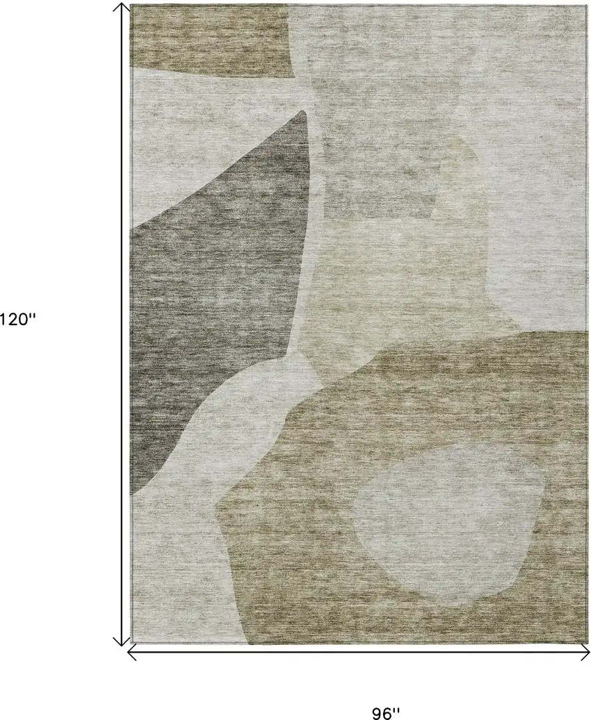 Taupe Brown And Beige Abstract Washable Indoor Outdoor Area Rug Photo 3