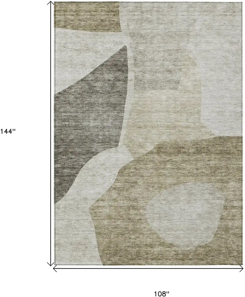 Taupe Brown And Beige Abstract Washable Indoor Outdoor Area Rug Photo 9