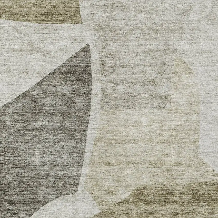 Taupe Brown And Beige Abstract Washable Indoor Outdoor Area Rug Photo 3