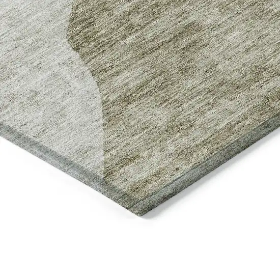Taupe Brown And Beige Abstract Washable Indoor Outdoor Area Rug Photo 2