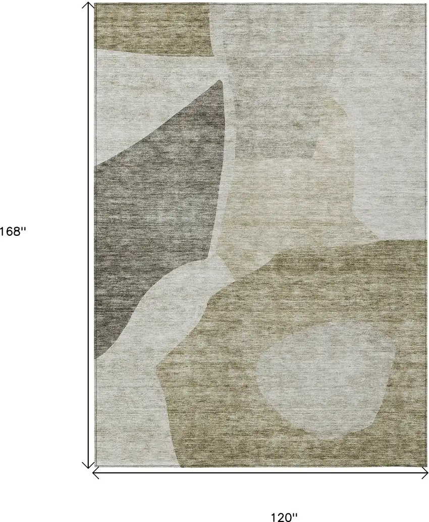 Taupe Brown And Beige Abstract Washable Indoor Outdoor Area Rug Photo 3