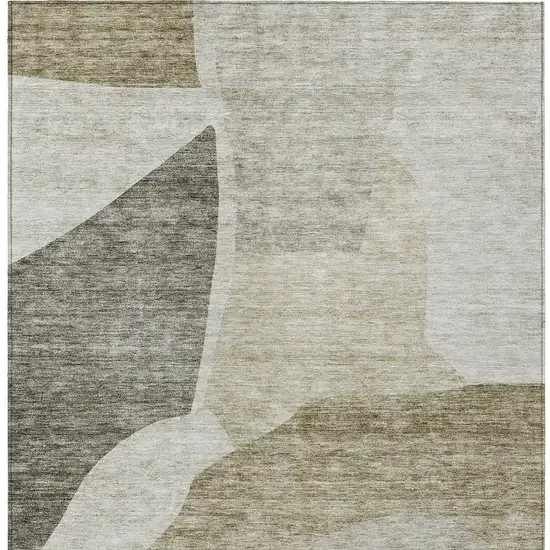 Taupe Brown And Beige Abstract Washable Indoor Outdoor Area Rug Photo 6