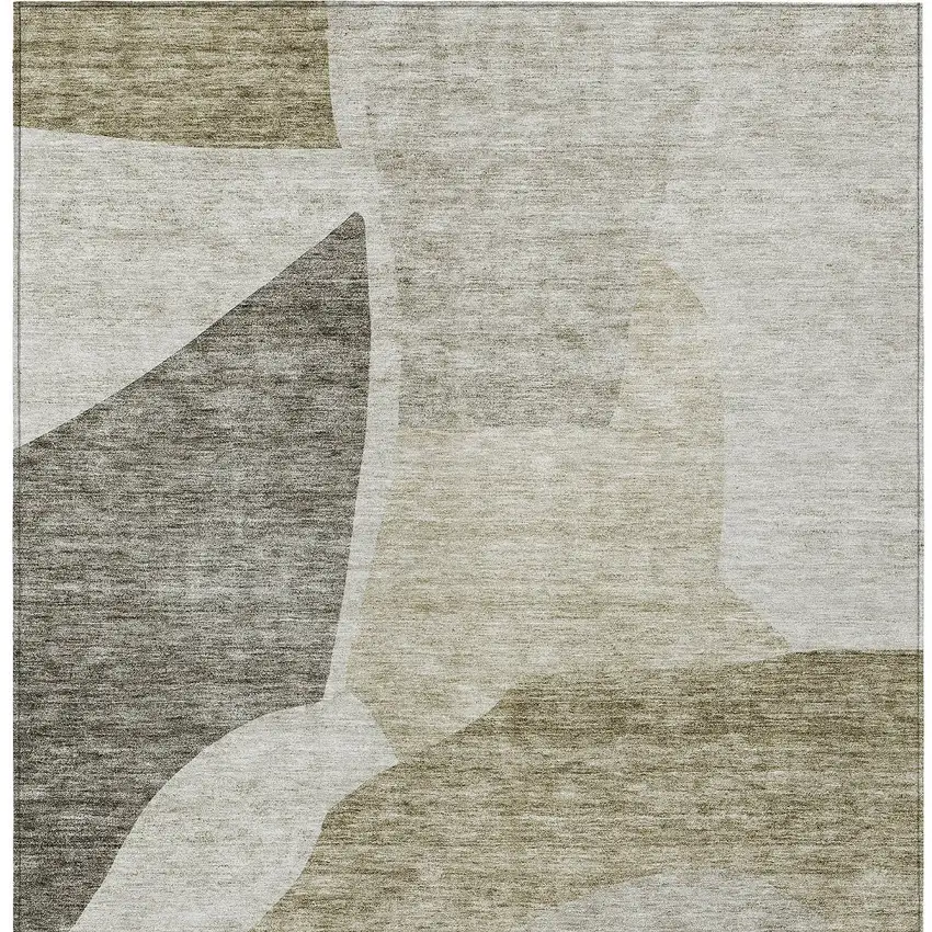 Taupe Brown And Beige Abstract Washable Indoor Outdoor Area Rug Photo 6