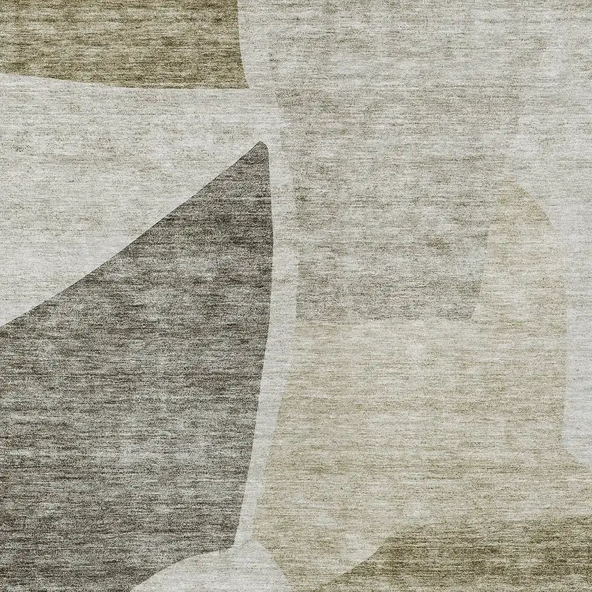 Taupe Brown And Beige Abstract Washable Indoor Outdoor Area Rug Photo 5