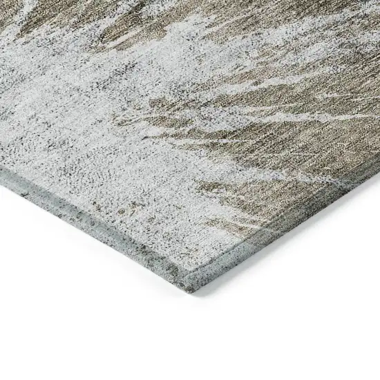 Taupe Brown And Beige Abstract Washable Indoor Outdoor Area Rug Photo 3