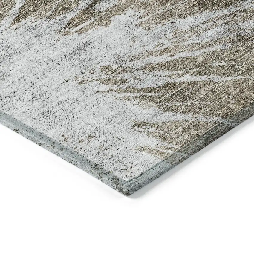 Taupe Brown And Beige Abstract Washable Indoor Outdoor Area Rug Photo 3