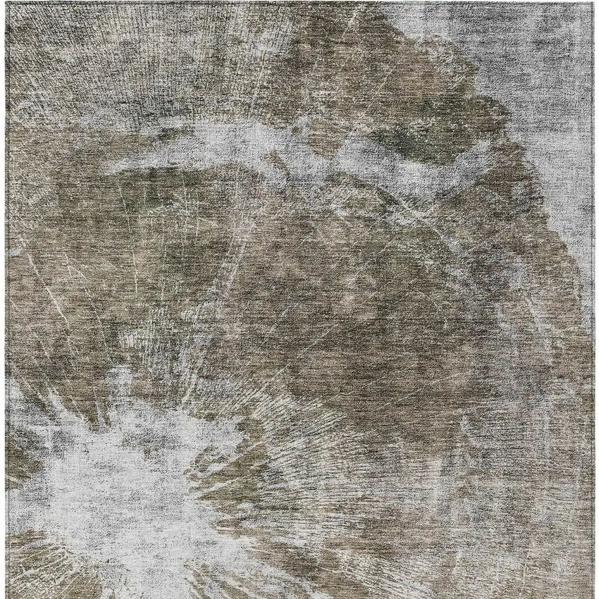 Taupe Brown And Beige Abstract Washable Indoor Outdoor Area Rug Photo 4
