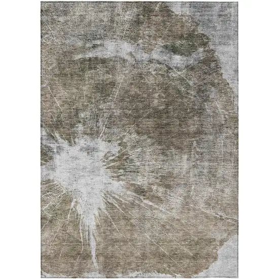 Taupe Brown And Beige Abstract Washable Indoor Outdoor Area Rug Photo 1
