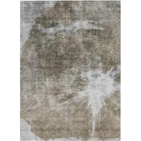 Taupe Brown And Beige Abstract Washable Indoor Outdoor Area Rug Photo 5