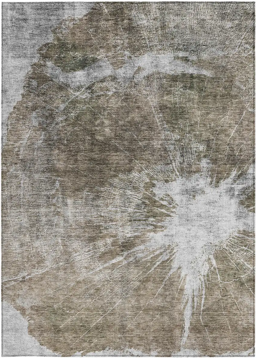 Taupe Brown And Beige Abstract Washable Indoor Outdoor Area Rug Photo 5