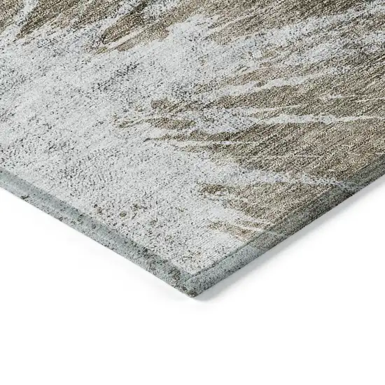 Taupe Brown And Beige Abstract Washable Indoor Outdoor Area Rug Photo 3