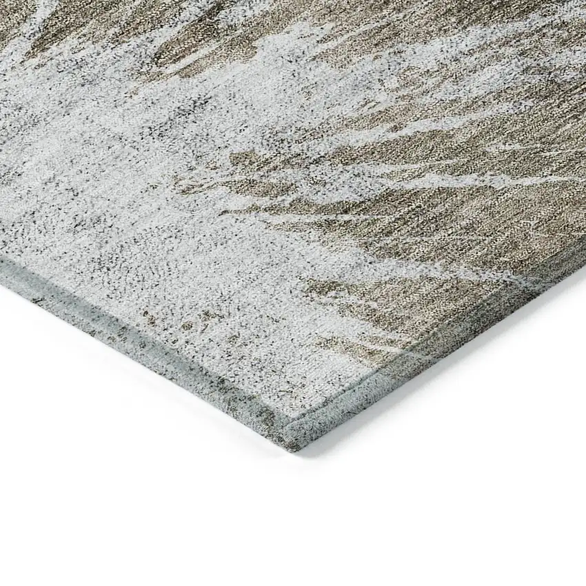 Taupe Brown And Beige Abstract Washable Indoor Outdoor Area Rug Photo 3