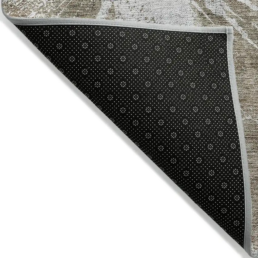 Taupe Brown And Beige Abstract Washable Indoor Outdoor Area Rug Photo 2