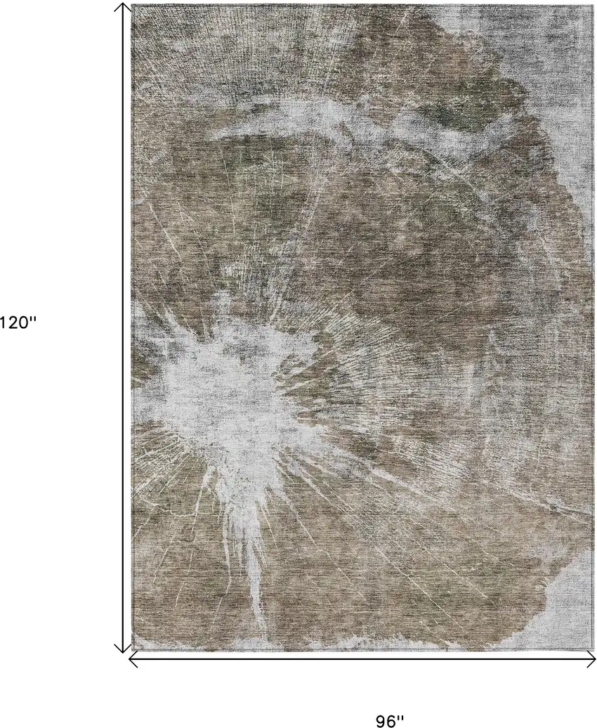 Taupe Brown And Beige Abstract Washable Indoor Outdoor Area Rug Photo 3