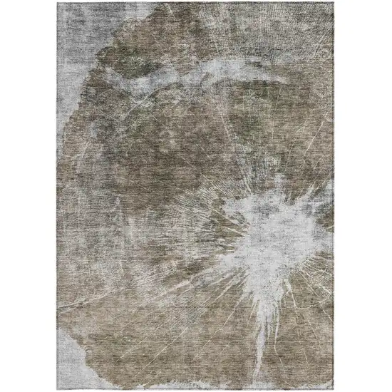 Taupe Brown And Beige Abstract Washable Indoor Outdoor Area Rug Photo 7