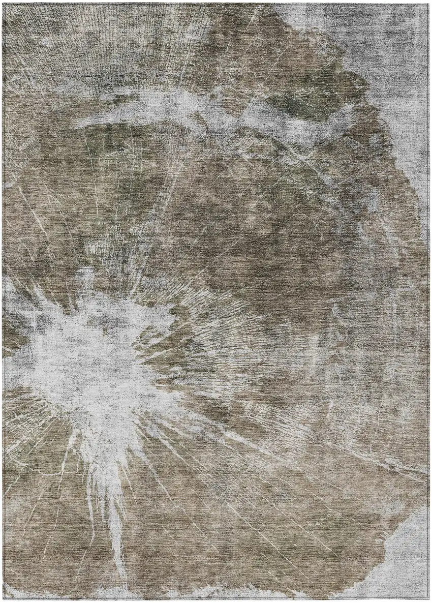 Taupe Brown And Beige Abstract Washable Indoor Outdoor Area Rug Photo 1