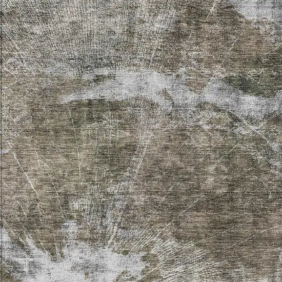 Taupe Brown And Beige Abstract Washable Indoor Outdoor Area Rug Photo 4