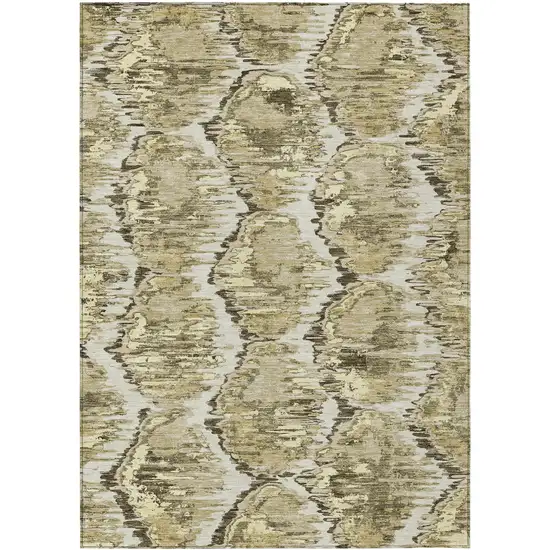 Taupe Brown And Beige Abstract Washable Indoor Outdoor Area Rug Photo 2