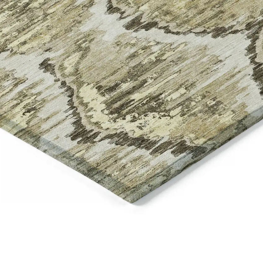 Taupe Brown And Beige Abstract Washable Indoor Outdoor Area Rug Photo 4