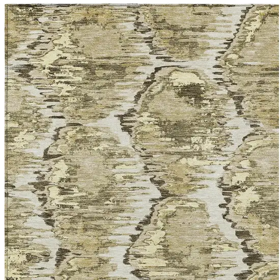 Taupe Brown And Beige Abstract Washable Indoor Outdoor Area Rug Photo 5