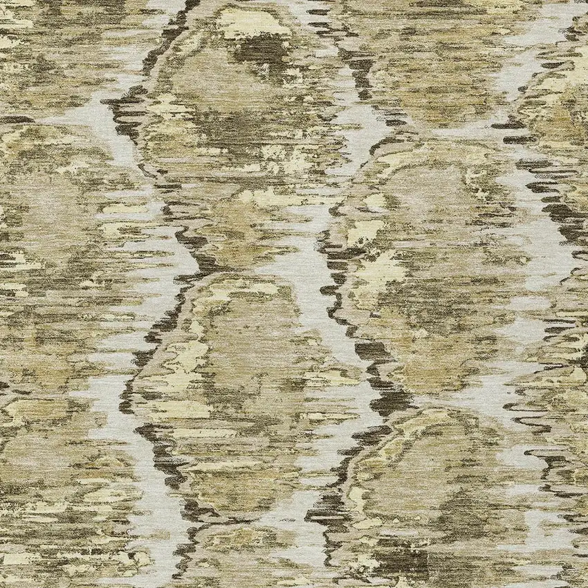 Taupe Brown And Beige Abstract Washable Indoor Outdoor Area Rug Photo 4