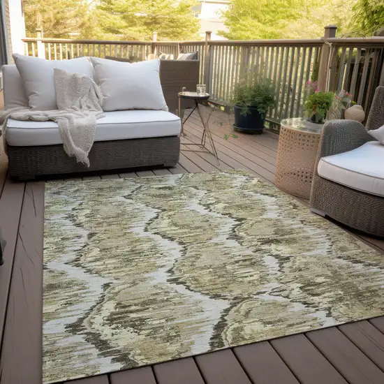Taupe Brown And Beige Abstract Washable Indoor Outdoor Area Rug Photo 9