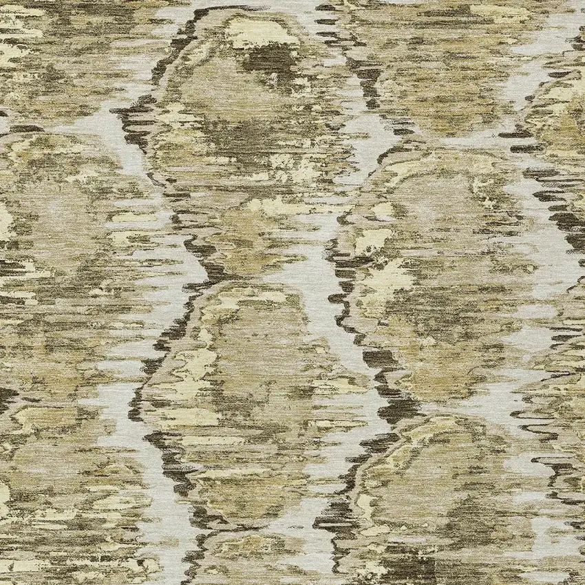 Taupe Brown And Beige Abstract Washable Indoor Outdoor Area Rug Photo 6