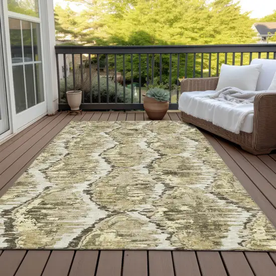 Taupe Brown And Beige Abstract Washable Indoor Outdoor Area Rug Photo 6