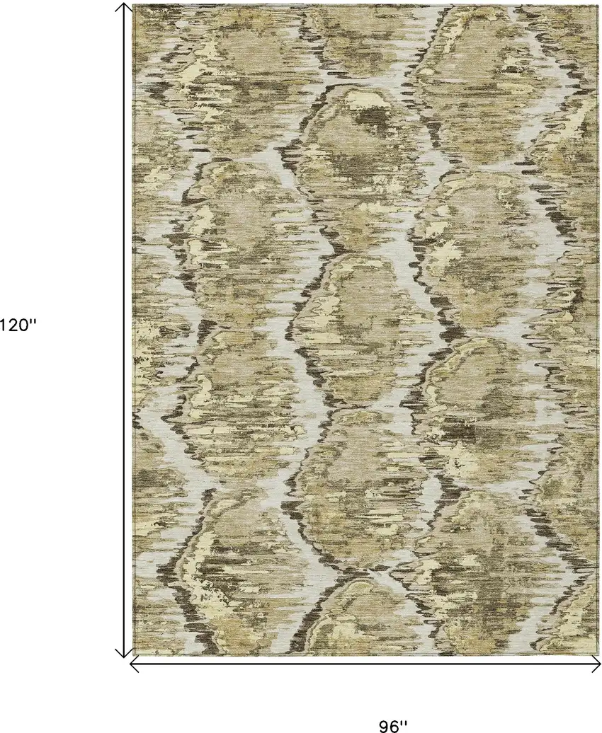 Taupe Brown And Beige Abstract Washable Indoor Outdoor Area Rug Photo 3