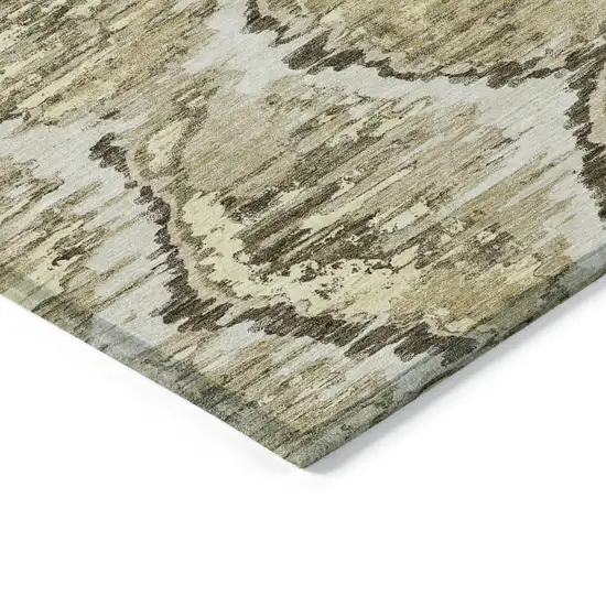 Taupe Brown And Beige Abstract Washable Indoor Outdoor Area Rug Photo 3