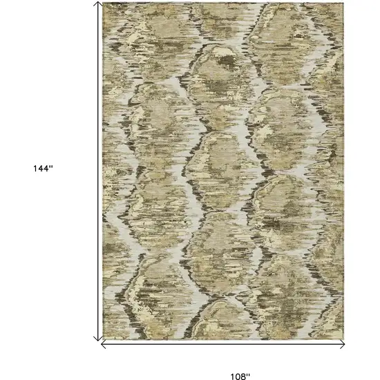 Taupe Brown And Beige Abstract Washable Indoor Outdoor Area Rug Photo 9