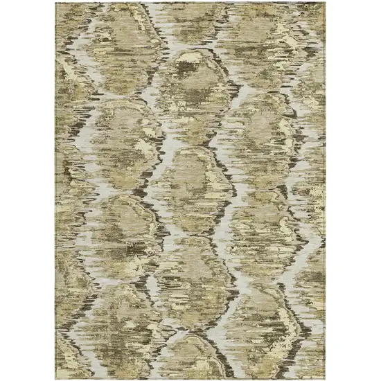 Taupe Brown And Beige Abstract Washable Indoor Outdoor Area Rug Photo 4