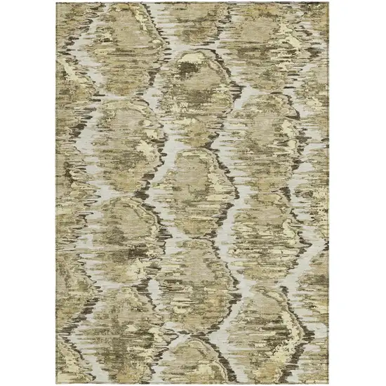 Taupe Brown And Beige Abstract Washable Indoor Outdoor Area Rug Photo 4