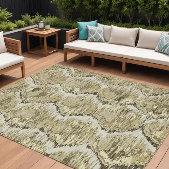 Taupe Brown And Beige Abstract Washable Indoor Outdoor Area Rug Photo 1