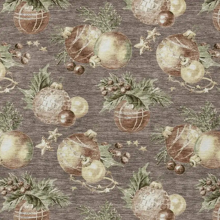 Taupe Brown And Beige Botanical Leaves Washable Indoor Outdoor Area Rug Photo 4