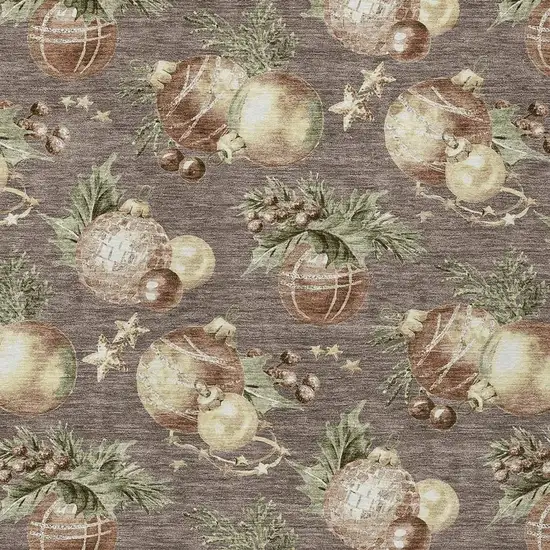 Taupe Brown And Beige Botanical Leaves Washable Indoor Outdoor Area Rug Photo 4