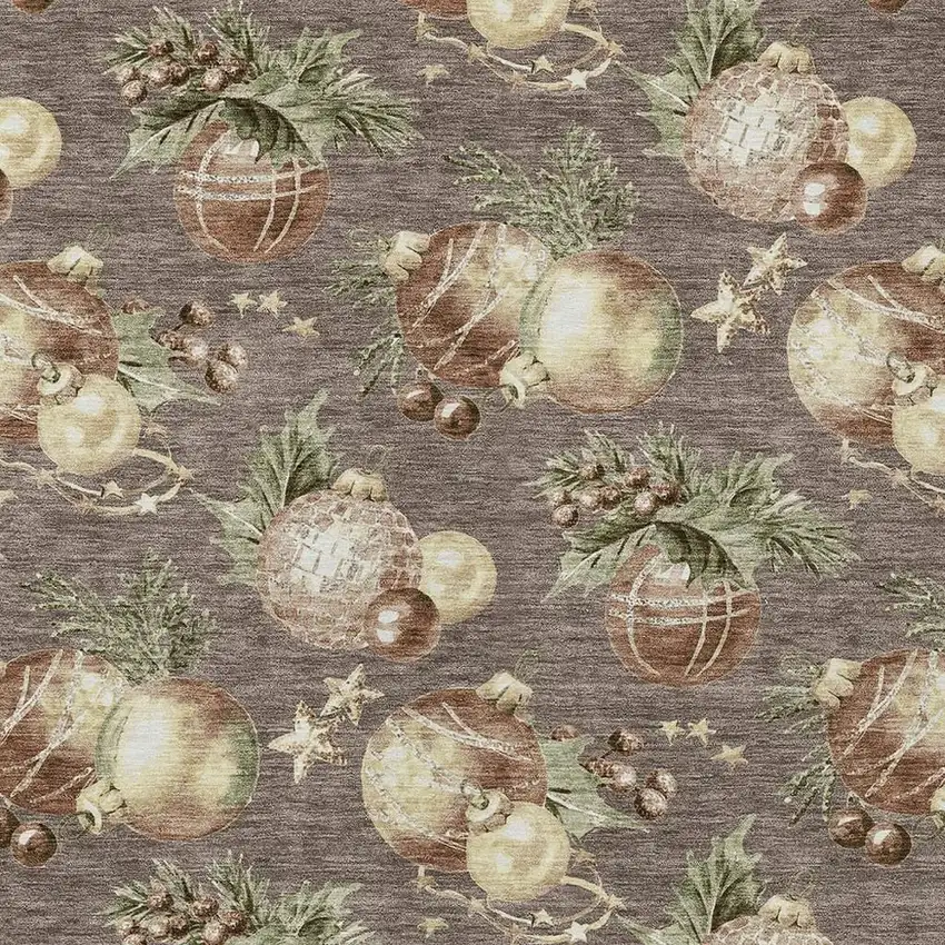 Taupe Brown And Beige Botanical Leaves Washable Indoor Outdoor Area Rug Photo 3