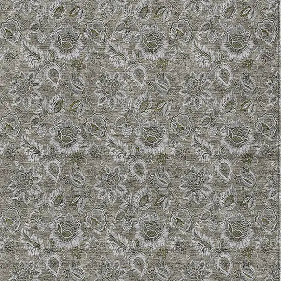 Taupe Brown And Beige Floral Washable Indoor Outdoor Area Rug Photo 5