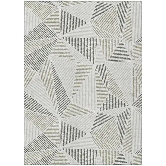 Taupe Brown And Beige Geometric Washable Indoor Outdoor Area Rug Photo 2