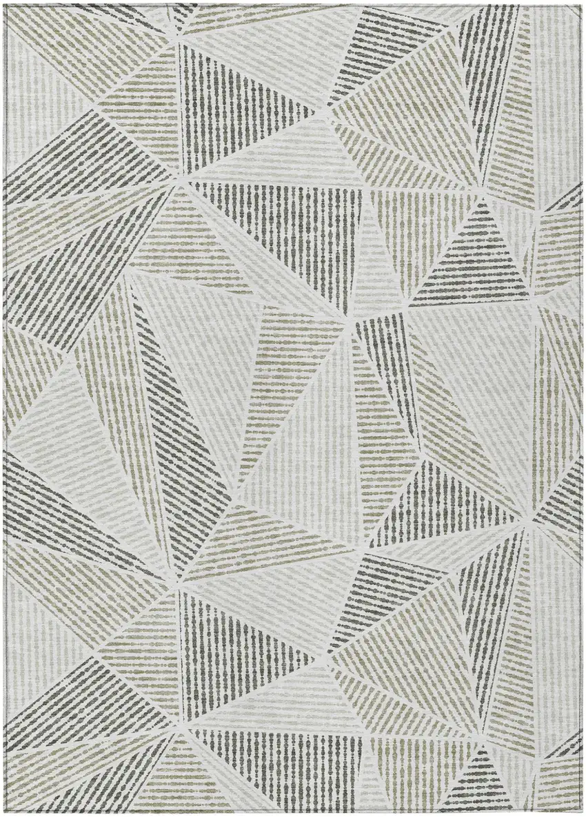 Taupe Brown And Beige Geometric Washable Indoor Outdoor Area Rug Photo 2