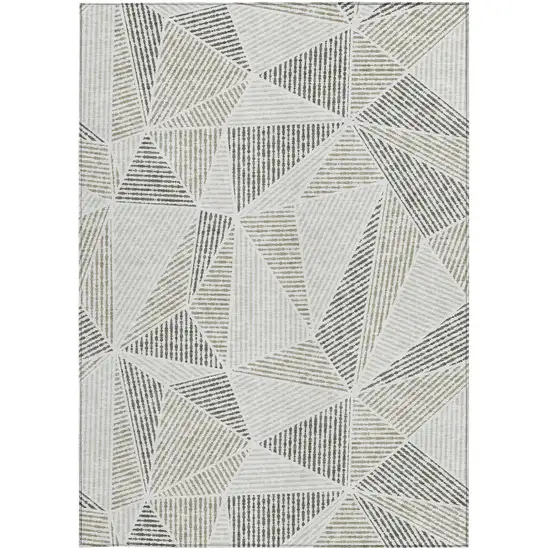 Taupe Brown And Beige Geometric Washable Indoor Outdoor Area Rug Photo 6