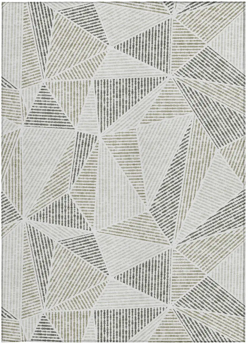 Taupe Brown And Beige Geometric Washable Indoor Outdoor Area Rug Photo 6
