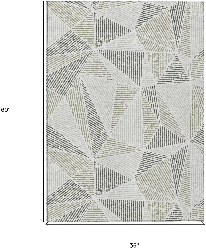 Taupe Brown And Beige Geometric Washable Indoor Outdoor Area Rug Photo 3