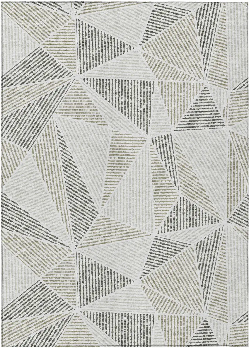 Taupe Brown And Beige Geometric Washable Indoor Outdoor Area Rug Photo 2