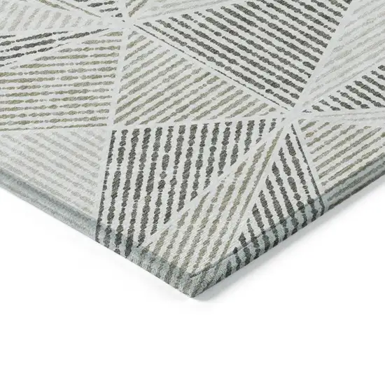 Taupe Brown And Beige Geometric Washable Indoor Outdoor Area Rug Photo 4