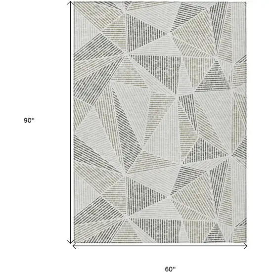 Taupe Brown And Beige Geometric Washable Indoor Outdoor Area Rug Photo 3