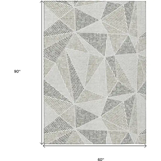 Taupe Brown And Beige Geometric Washable Indoor Outdoor Area Rug Photo 3