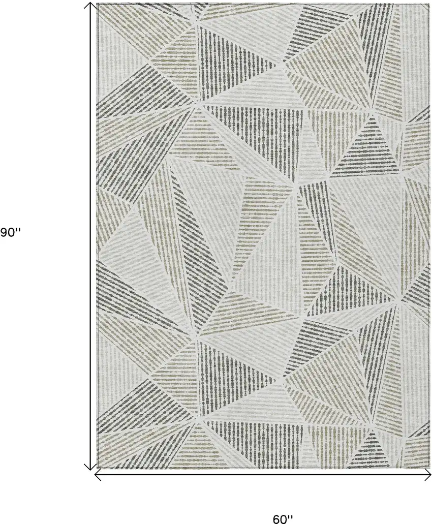 Taupe Brown And Beige Geometric Washable Indoor Outdoor Area Rug Photo 3