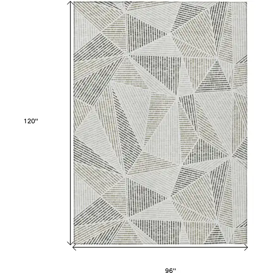 Taupe Brown And Beige Geometric Washable Indoor Outdoor Area Rug Photo 3